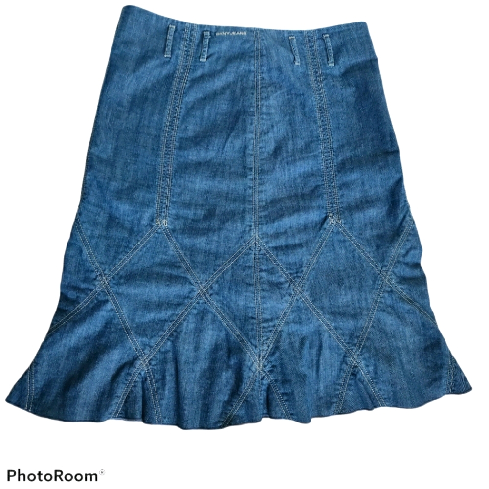 DKNY Jeans Size 8 Flared Midi Denim Skirt